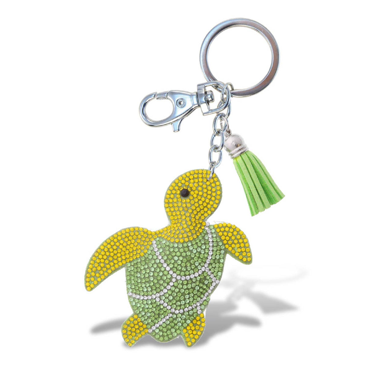 Sparkling Yellow Green Sea Turtle Charm Keychain