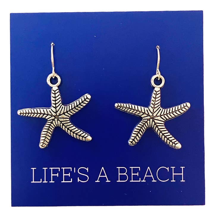 Silver Starfish Dangle Earrings