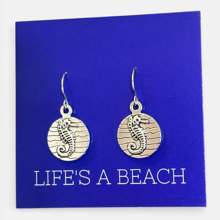 Silver Seahorse Dangle Earrings