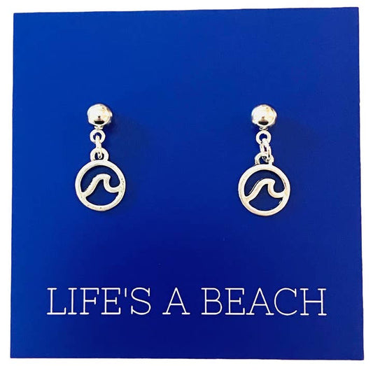 Silver Ocean Wave Dangle Earrings
