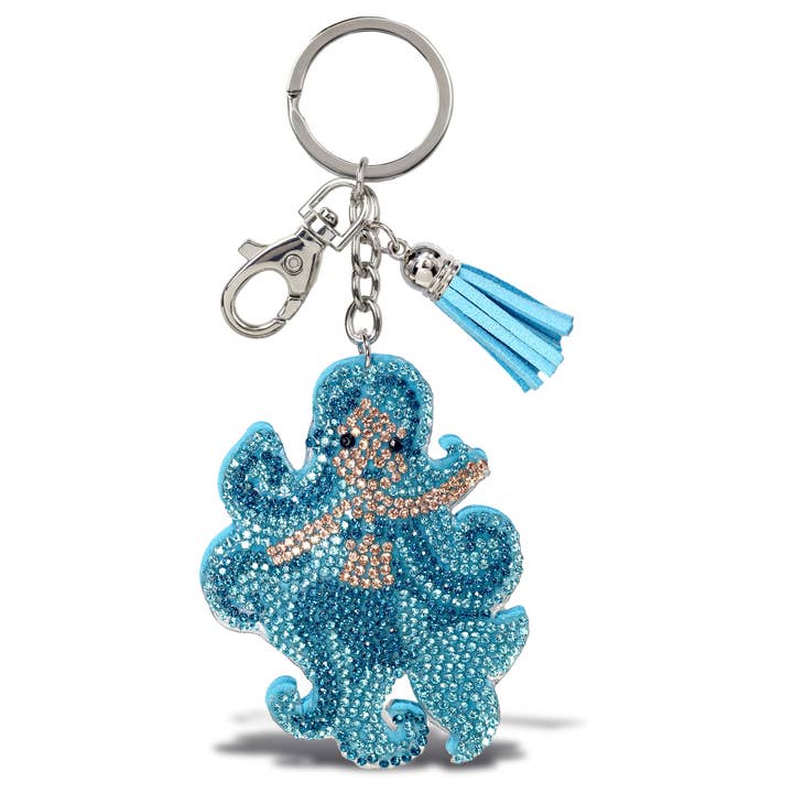 Rhinestone Blue Mermaid Keychain w/ Tassel