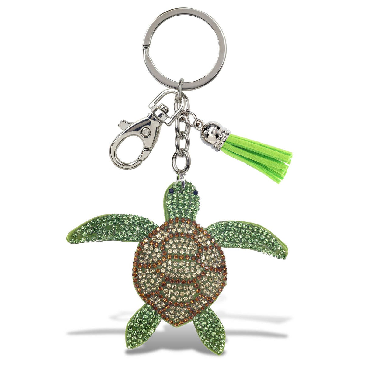 Rhinestone Green Sea Turtle Keychain w/ Tassel