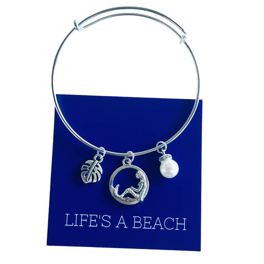 Silver Mermaid Bangle Charm Bracelet