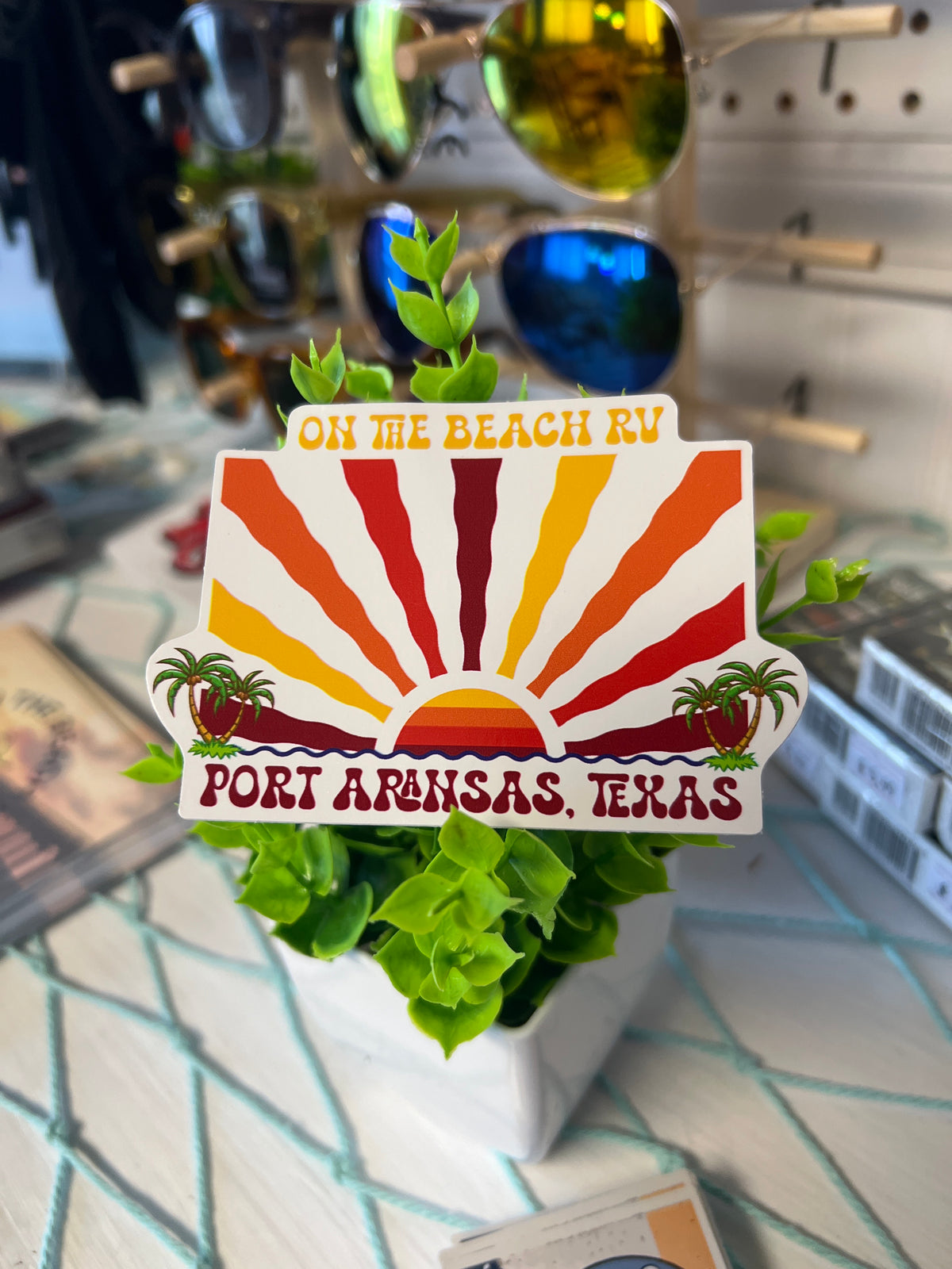 Retro Sunset - On the Beach RV - Port Aransas, TX Sticker