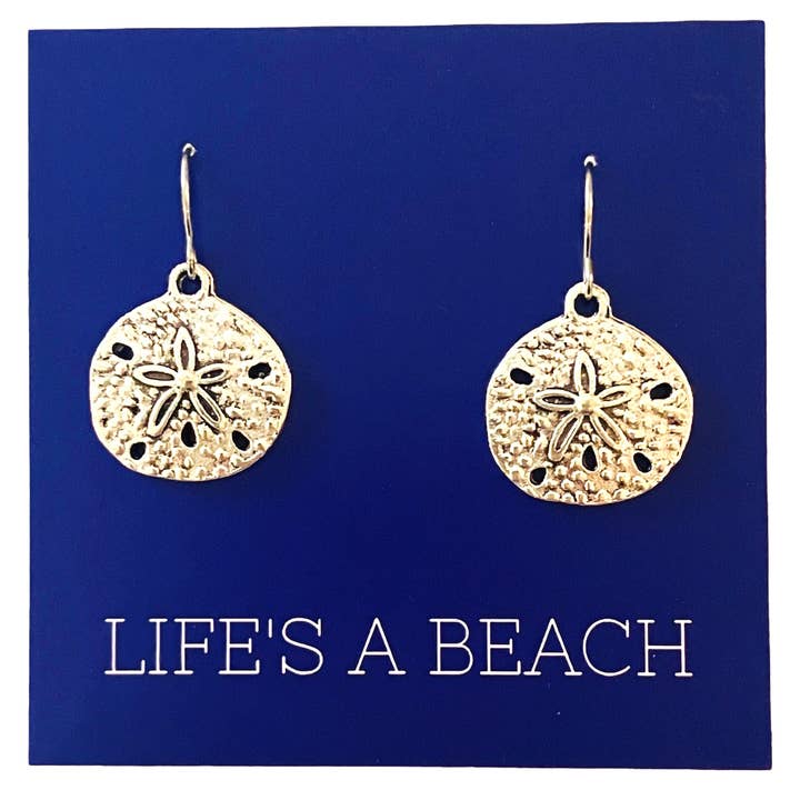 Silver Sand Dollar Dangle Earrings