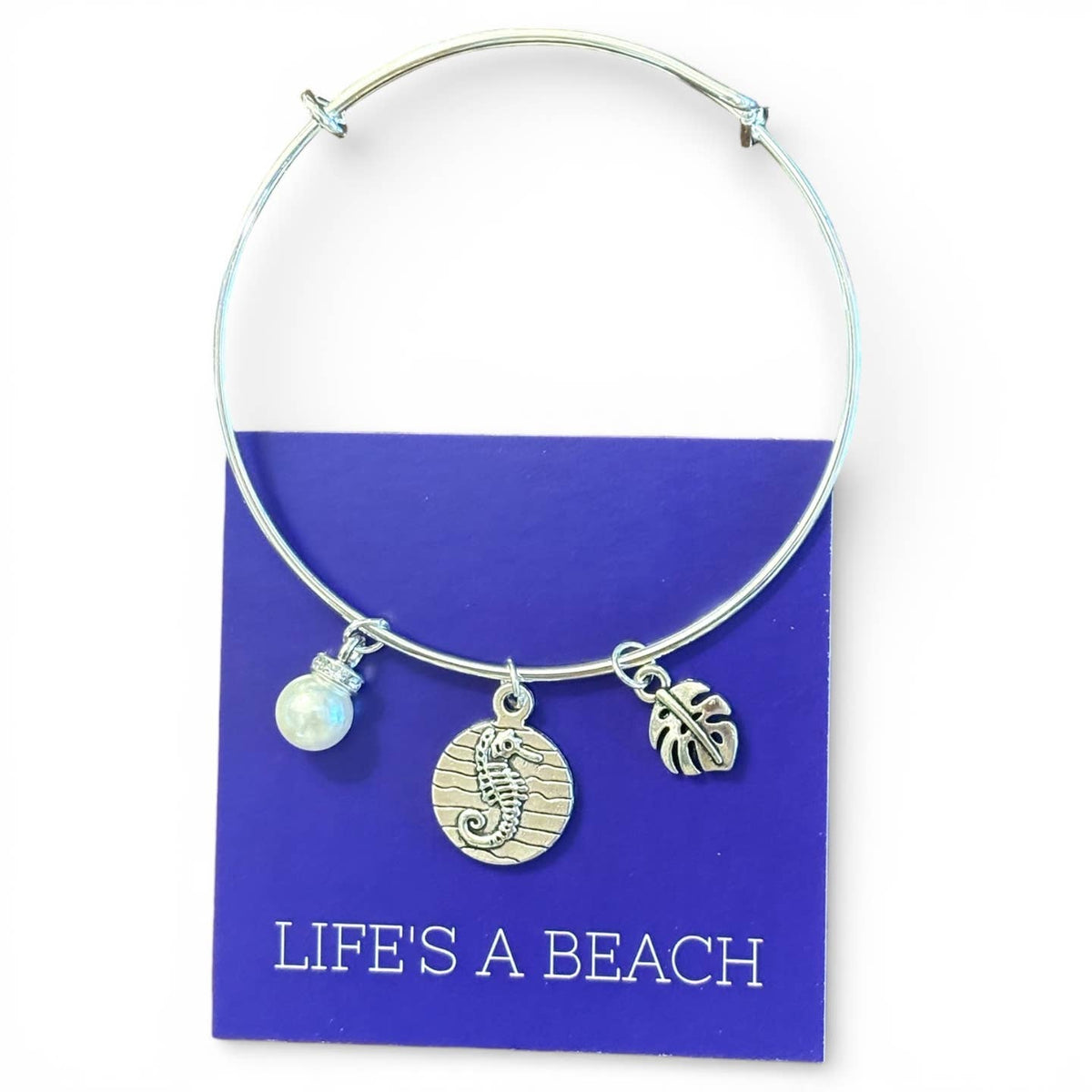 Silver Seahorse Bangle Charm Bracelet
