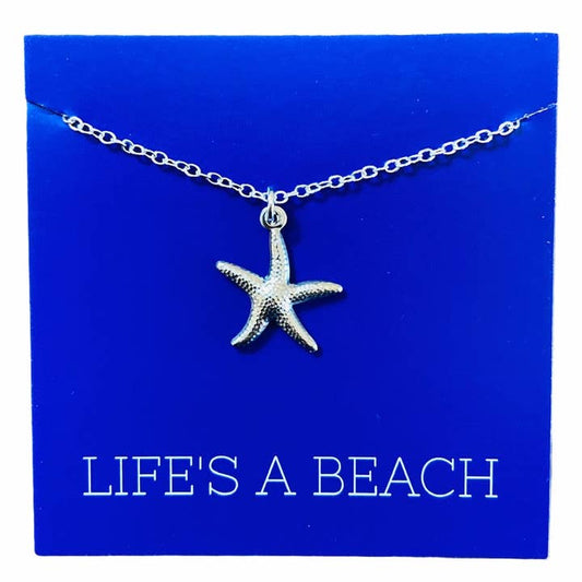 Small Silver Starfish Pendant Necklace