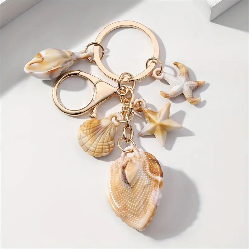 Seashells + Starfish Keychain