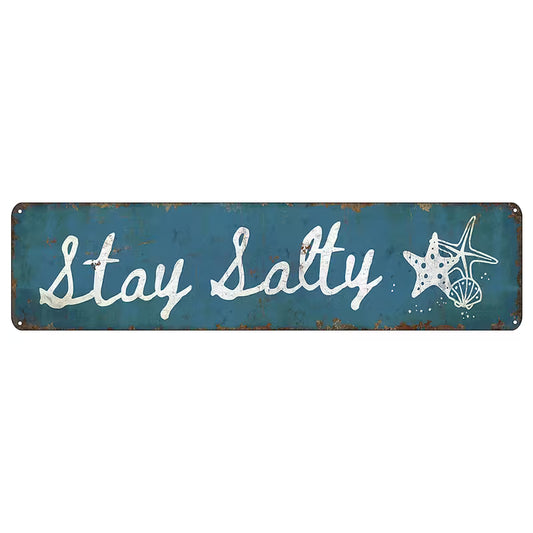 Stay Salty Starfish Horizontal Metal Sign