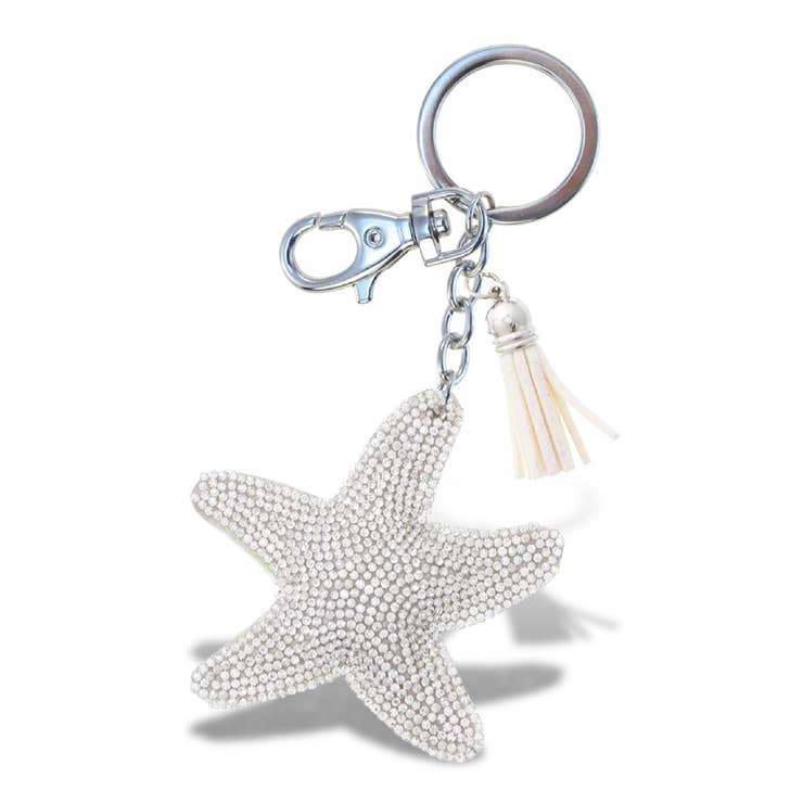 Rhinestone Starfish Keychain w/ Tassel