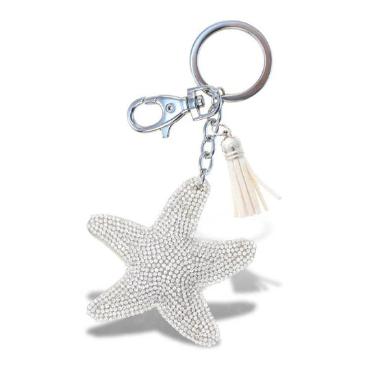Rhinestone Starfish Keychain w/ Tassel